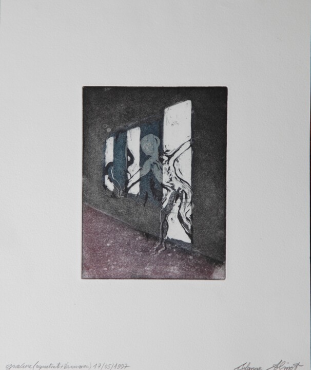 Gravures & estampes intitulée "Ombres [Shadows]" par Solange Alinot, Œuvre d'art originale, Gravure