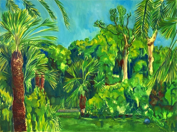 Painting titled "Ciutadella" by Caroline Delétoille, Original Artwork, Oil Mounted on Wood Stretcher frame