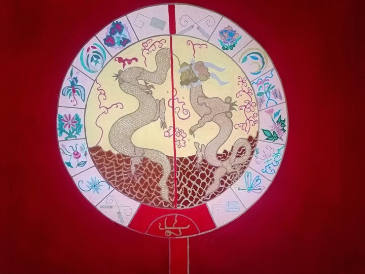 Panneau de symboles Dragon 图画, 25.6x19.7 in