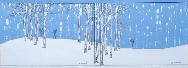 Painting titled "Migration 1 et 2" by Amélie Romet, Original Artwork, Acrylic