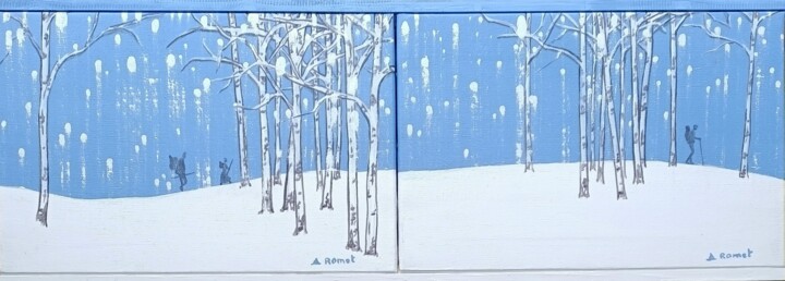 Peinture intitulée "Migration 3 et 4" par Amélie Romet, Œuvre d'art originale, Acrylique Monté sur Châssis en bois