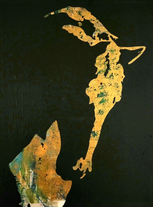 Collages titled "Bucéphale" by Microcosme , Original Artwork, Acrylic