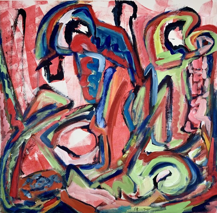 Painting titled ""Big pink"" by Aline Jagodowicz, Original Artwork, Acrylic
