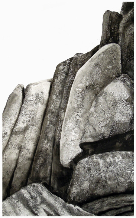Drawing titled "Promontoires #5" by Yann Bagot, Original Artwork, Ink