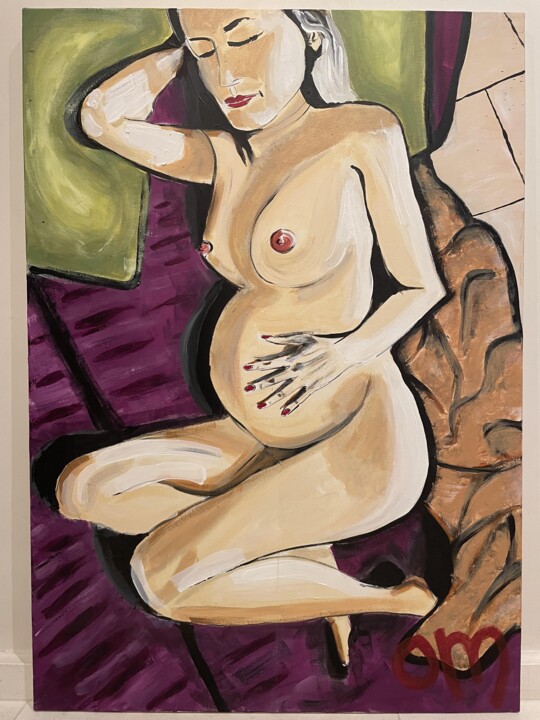 Painting titled "Enceinte" by Om, Original Artwork, Acrylic