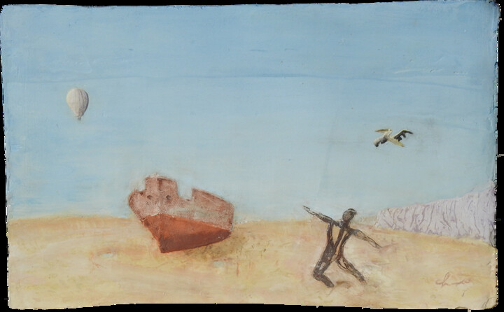 Painting titled "les temps de la mer" by Christian Counord, Original Artwork, Cement