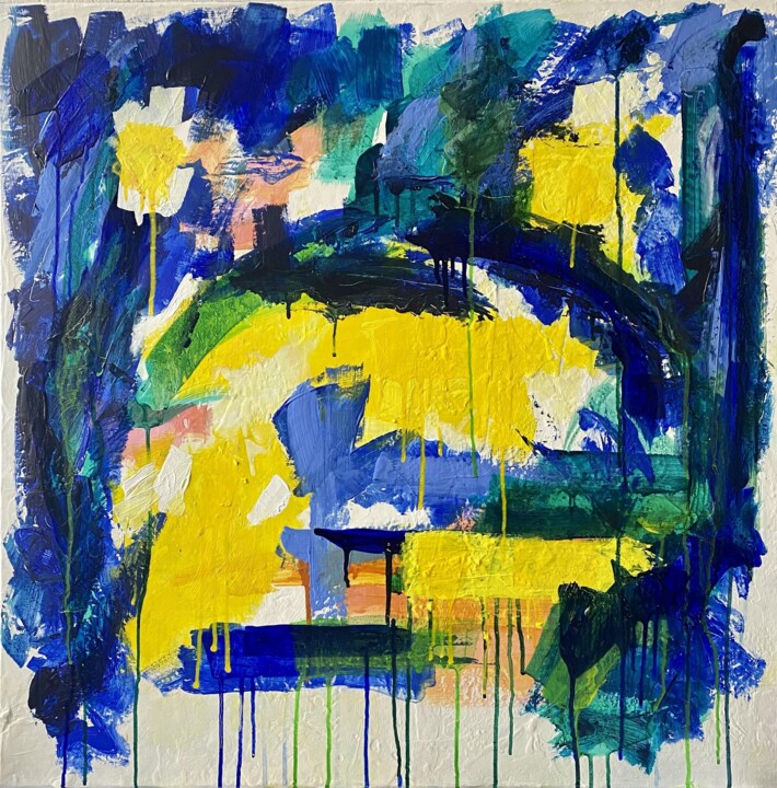 Painting titled "HEURE BLEUE II" by Gesco, Original Artwork, Acrylic
