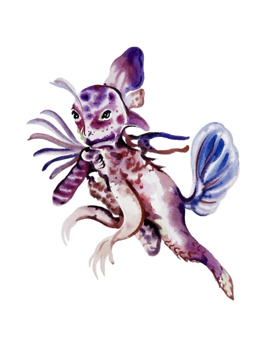 Painting titled "Orchidée aérienne 2" by Stella Sujin, Original Artwork, Watercolor