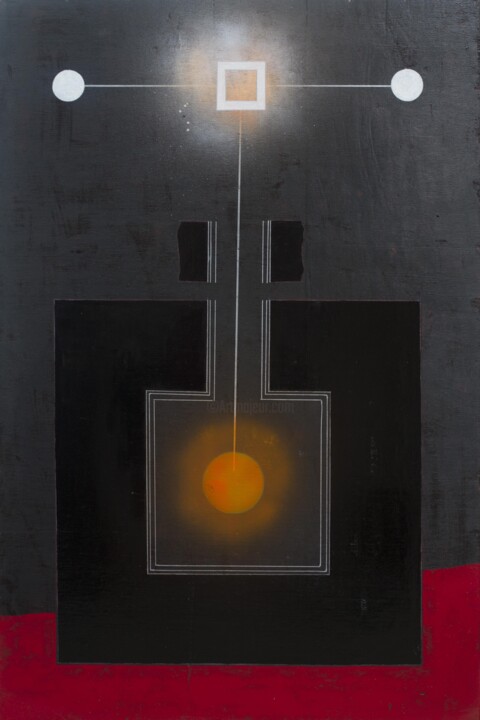 Painting titled "Météo P" by Michel Rossigneux, Original Artwork, Oil