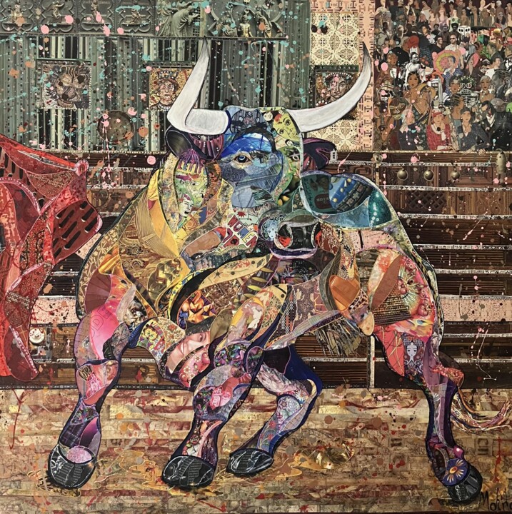 my ragng bull 拼贴, 39.4x39.4 in