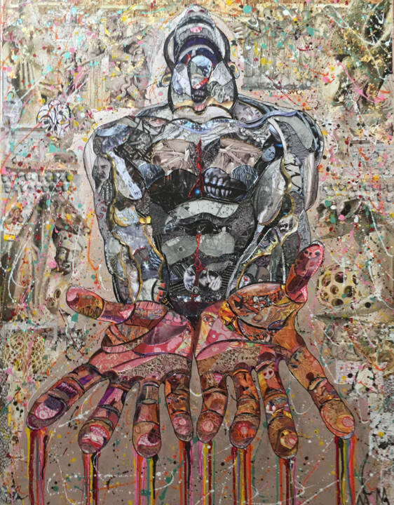 Collages titled "Mad Men V" by Moira Mcainsh, Original Artwork, Collages Mounted on Wood Stretcher frame