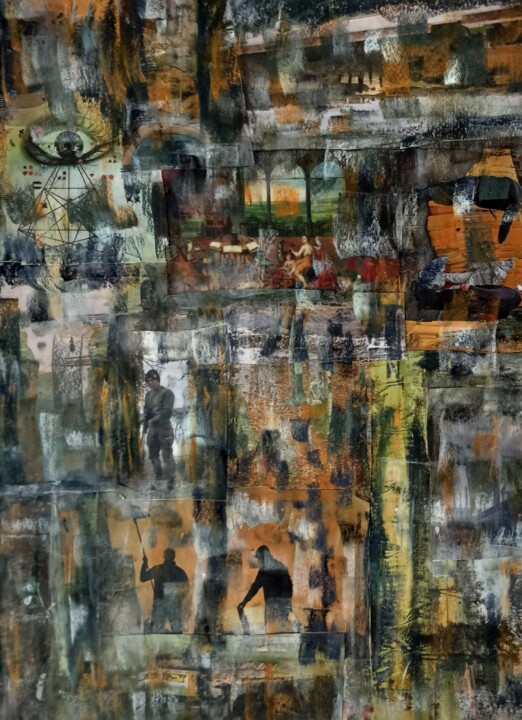 Drawing titled "Collage 3" by Frederic Romain Gilles, Original Artwork, Pastel