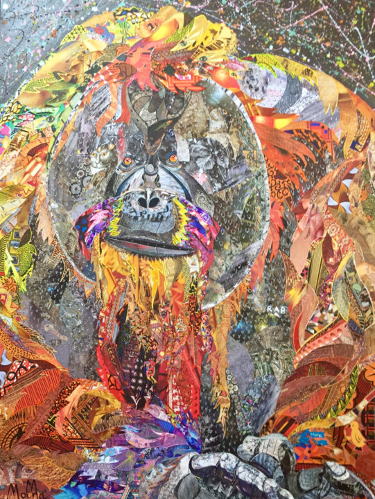 Collages titled "rocco without his b…" by Moira Mcainsh, Original Artwork, Collages Mounted on Wood Stretcher frame