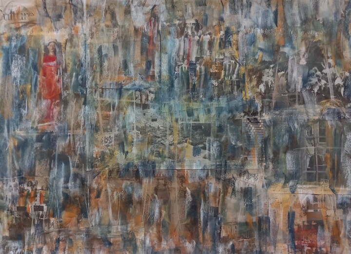 Drawing titled "Collage 6" by Frederic Romain Gilles, Original Artwork, Pastel