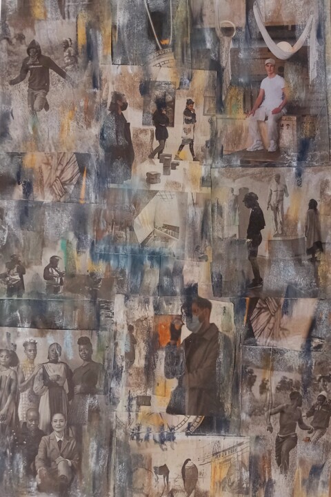 Drawing titled "COLLAGE 7" by Frederic Romain Gilles, Original Artwork, Pastel