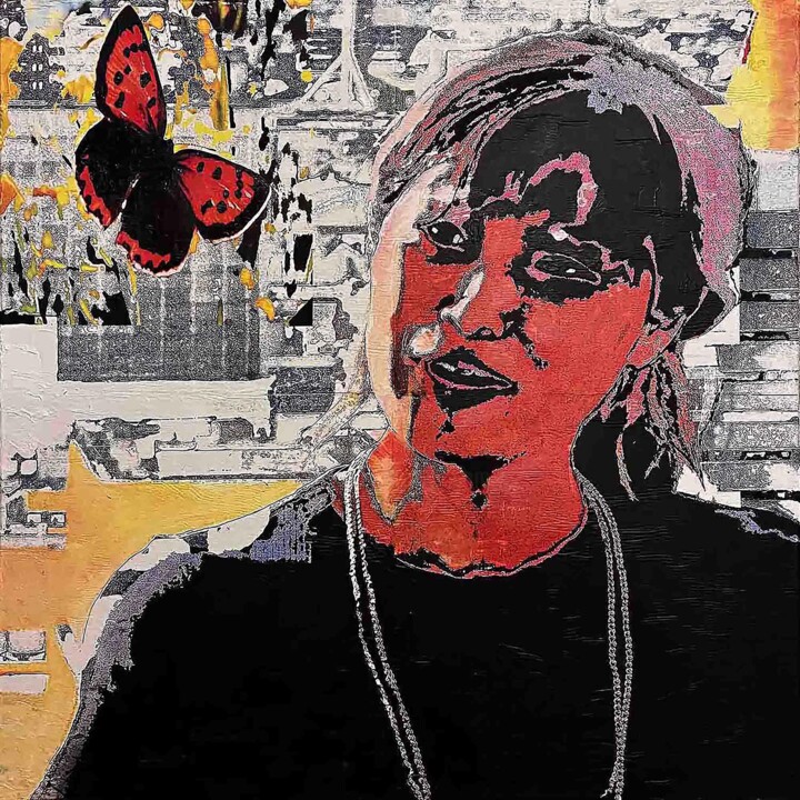 Peinture intitulée "Portrait Japonaise" par Alain Cabot, Œuvre d'art originale, Acrylique