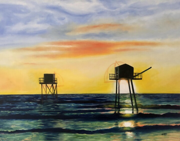 Painting titled "maisons tchanquées" by Sylvainollivier, Original Artwork, Oil