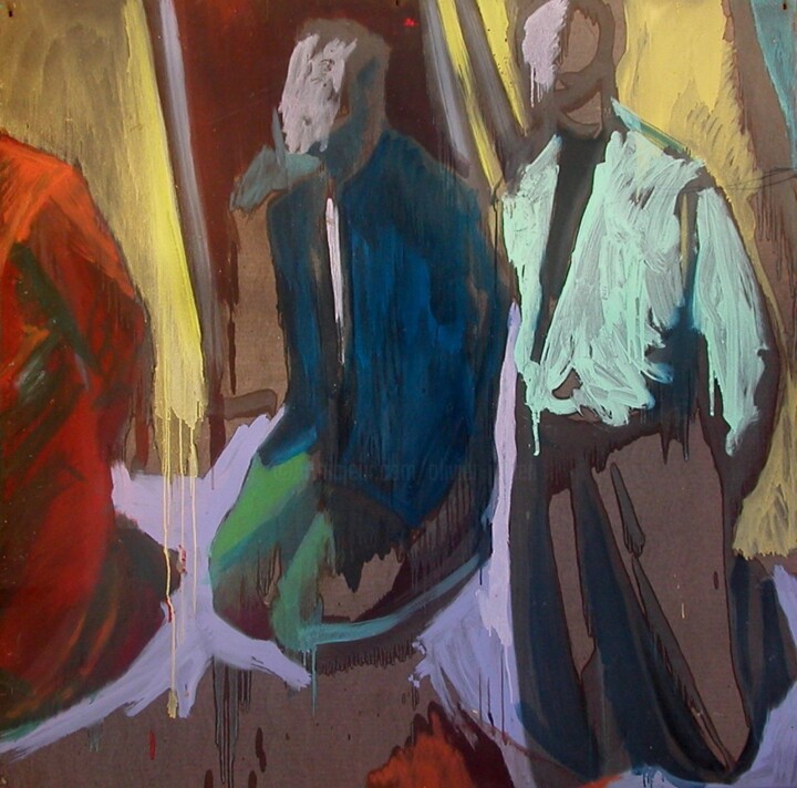Painting titled "Otages 1" by Olivier Jullien, Original Artwork, Oil
