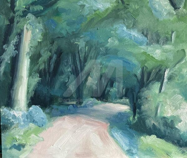 Peinture intitulée "Le chemin sous les…" par A.N.Leroux, Œuvre d'art originale, Huile