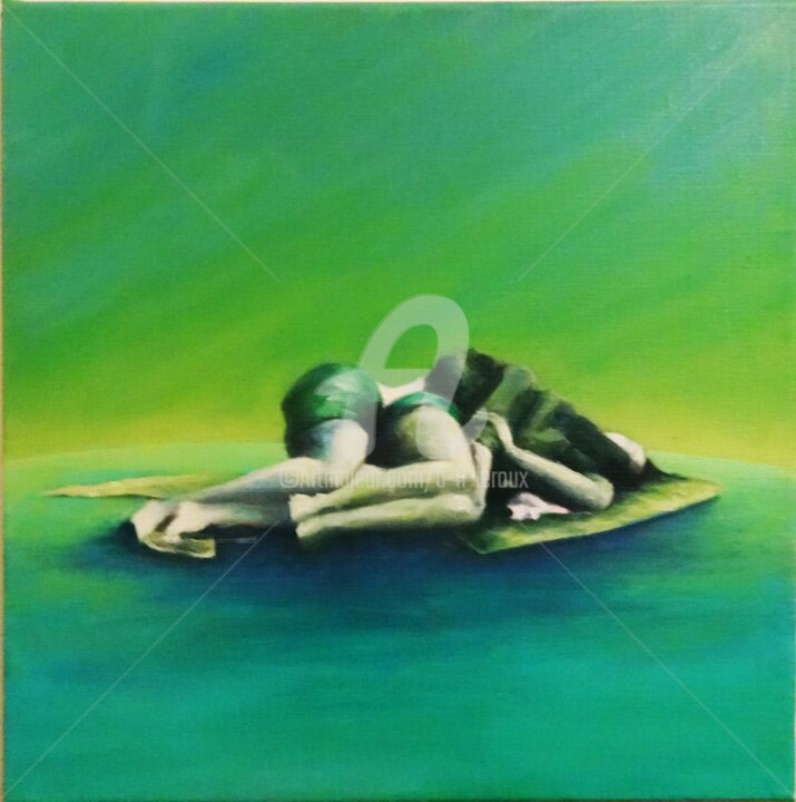 Painting titled "Sur la terre" by A.N.Leroux, Original Artwork, Fabric
