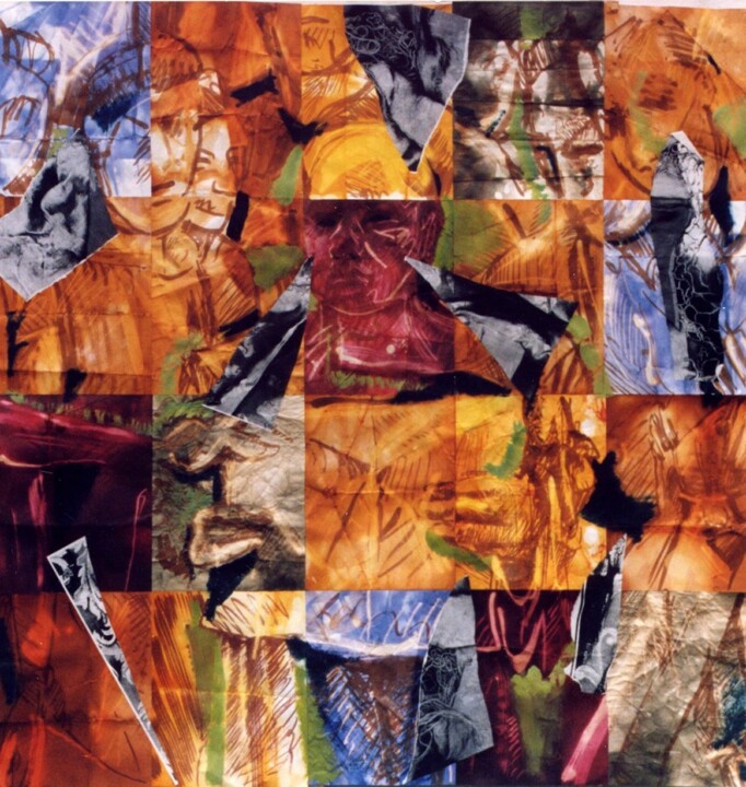 Collages titled "Femme tondue 4 GF" by Olivier Jullien, Original Artwork, Collages