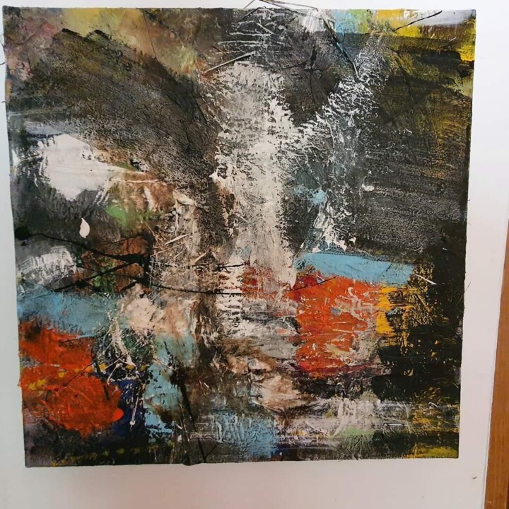 Painting titled "Black wings" by Muriel Massin, Original Artwork, Acrylic