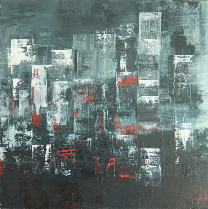 Painting titled "Mystère." by Eve Paradowski, Original Artwork, Acrylic Mounted on Wood Stretcher frame