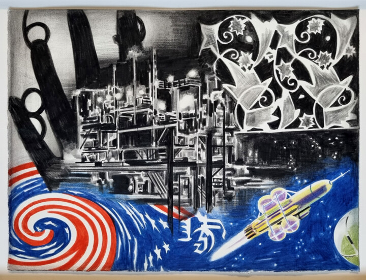 Desenho intitulada "Marcel van Eeden -…" por Marcel Van Eeden, Obras de arte originais, Carvão