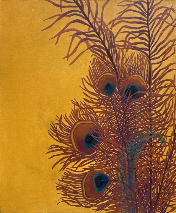 Painting titled "Plumes" by Hortense Laurent, Original Artwork, Fabric