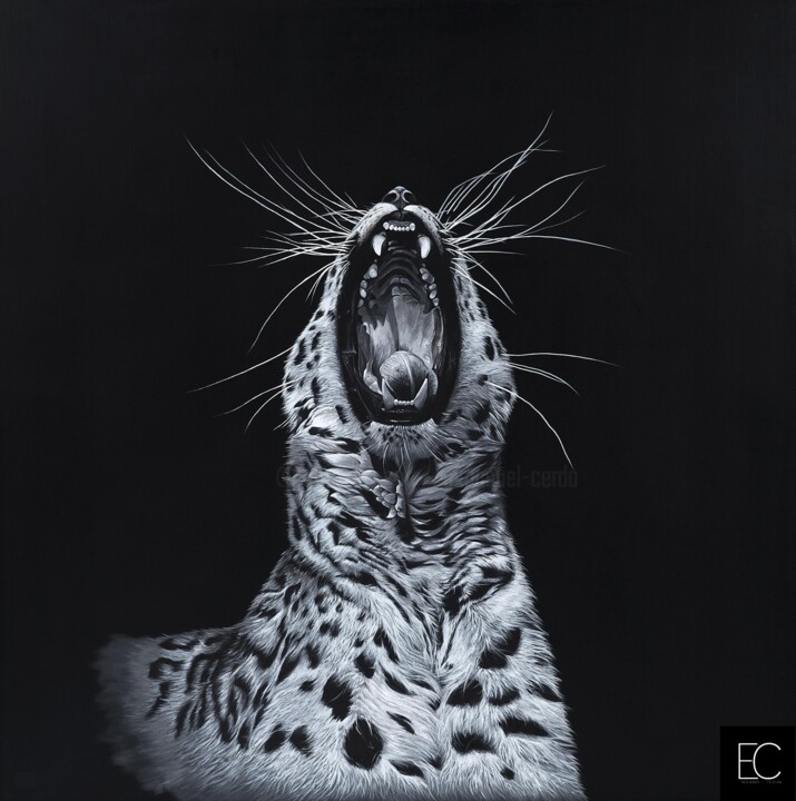 Painting titled "Panthera satis  - E…" by Emmanuel Cerda, Original Artwork, Acrylic