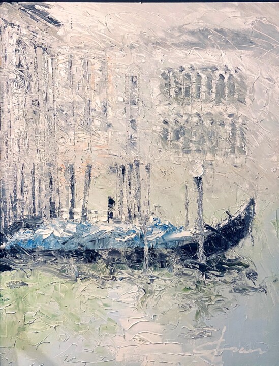 Painting titled "VENISE: Tout de bla…" by Michel Drass, Original Artwork, Oil