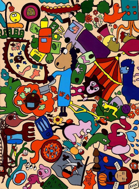 Painting titled "Révolution" by Ayan, Original Artwork, Fabric