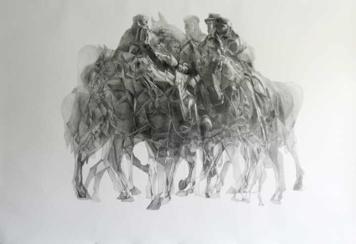 Dessin intitulée "RENCONTRE DE TEANO…" par Gérard Esquerre, Œuvre d'art originale, Crayon