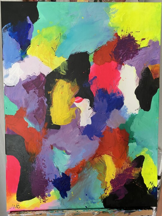 Painting titled "Purple Rain" by Mb, Original Artwork, Acrylic