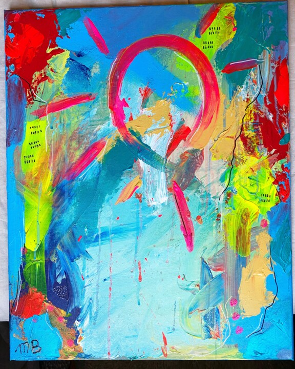 Painting titled "Soleil de nuit" by Mb, Original Artwork, Acrylic
