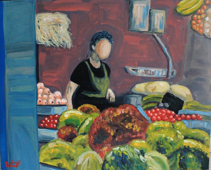 Barcelone marché de la Boqueria 绘画, 31.5x39.4 in