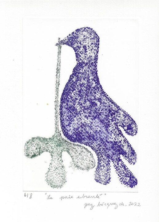 Drawing titled "LA PAIX EBRANLEE" by Paz Borquez-Chevallier , Original Artwork, Digital Print