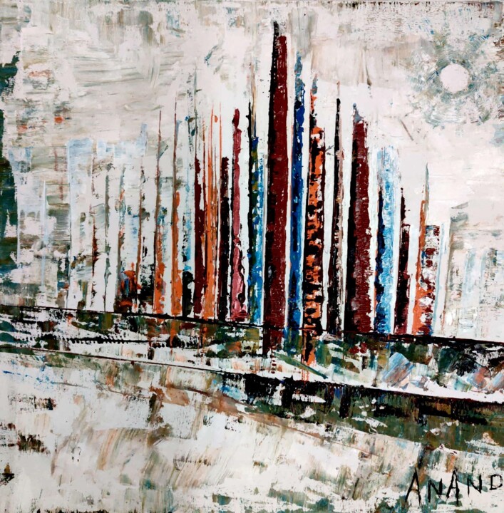 Painting titled "Cities Tell Me Stor…" by Yes, Original Artwork, Acrylic