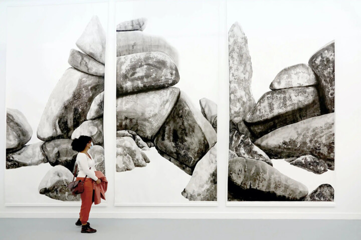 Drawing titled "Promontoires - A mê…" by Yann Bagot, Original Artwork, Ink