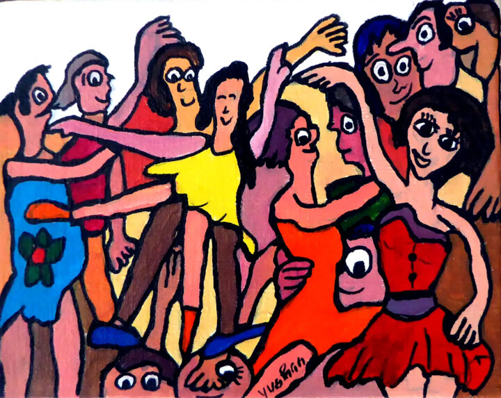 Painting titled "Danse" by Yves Perrin, Original Artwork, Acrylic