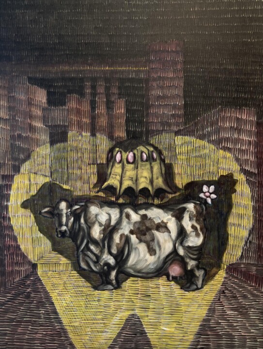 Painting titled "Fleure de vache " by Philippe Keat Chea Oum, Original Artwork, Acrylic