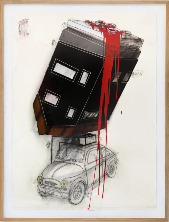 Painting titled "Maison Noire" by Mrdjan Bajić, Original Artwork, Acrylic