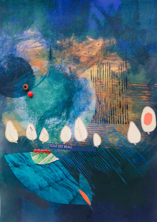 Collages intitulée "Tout est beau" par Cécile Morillon, Œuvre d'art originale, Acrylique