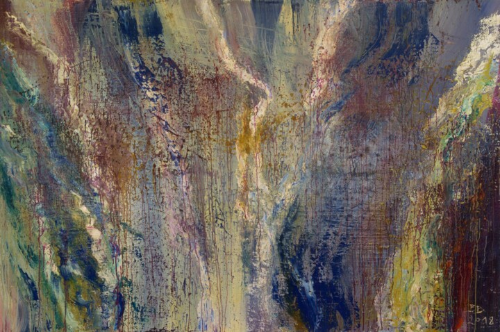 Painting titled "Le Sens du courant" by Bernard Bonnet, Original Artwork, Oil