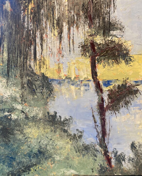 Painting titled "Reflets # 3" by Guillaume De Baudus, Original Artwork, Oil