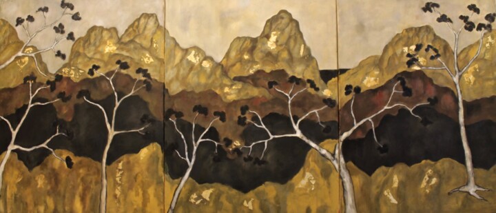 Painting titled "Icône" by Annie Monnerie Goarin, Original Artwork, Oil