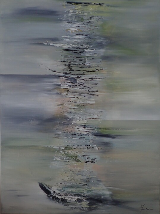 Painting titled "gondole dans le bro…" by Magali Martin, Original Artwork, Acrylic