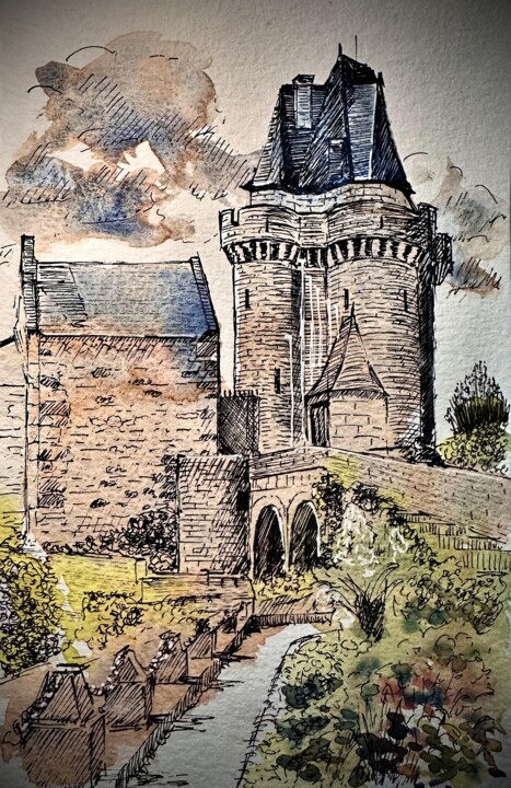 Drawing titled "Solide" by Franck Giraud, Original Artwork, Ink
