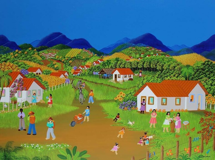 Vendedores de laranja - Les vendeurs d´orange Pintura, 23,6x31,5 in