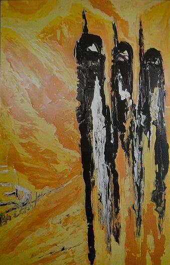 Painting titled "Les femmes au pilon" by  Bricart, Original Artwork, Resin